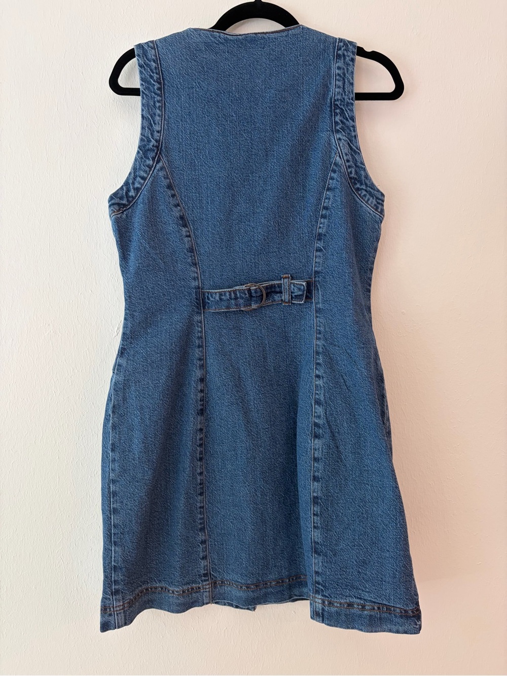 7 For All Mankind Denim Mini Dress Western Turquoise Buttons NWT - Picture 2 of 3